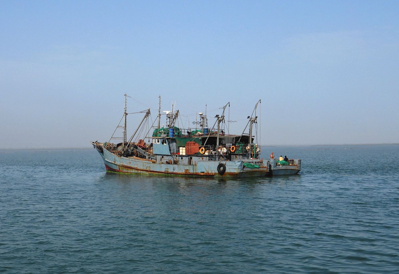 Commercial fishing trawler at sea