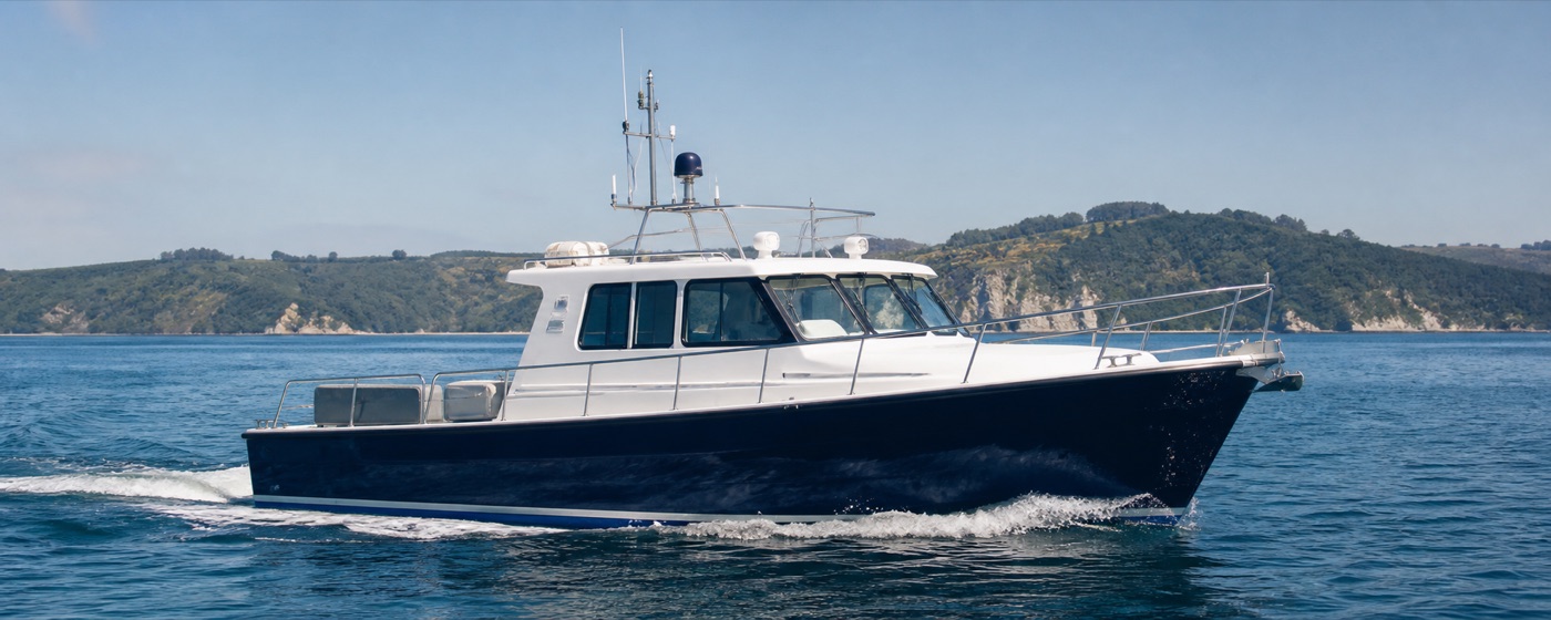 Rangitoto Star workboat underway on open water